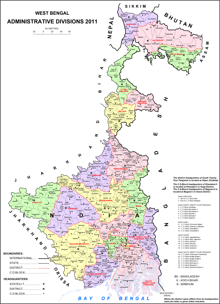 Political Map Of Wb High Resolution Map Of West Bengal [Hd] - Bragitoff.com
