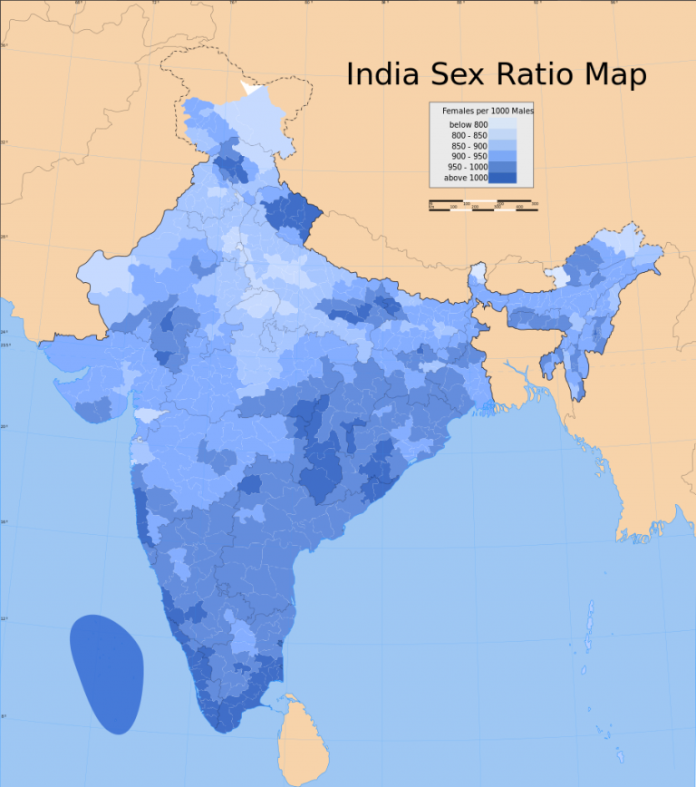 India Sex Ratio Map 8688